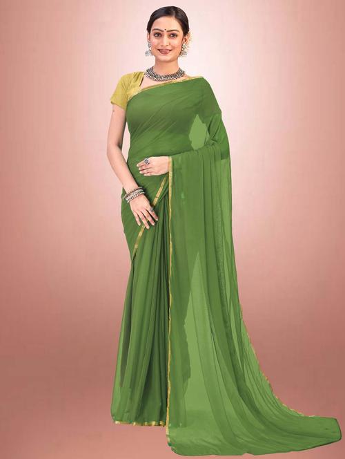 women's bordered royal blue colored saree with blouse - 19854291 - Very Small Image - 1