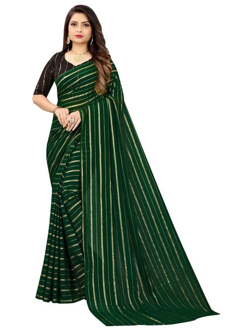 women's stripes dark green colored saree - 19854315 - Very Small Image - 1