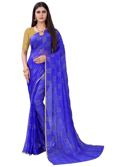 women's bordered royal blue colored saree - 19854453 - Very Small Image - 1