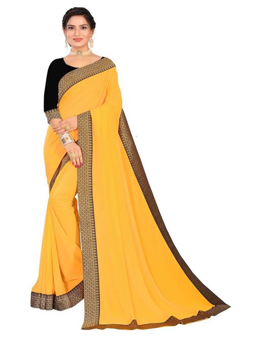 women's bordered yellow colored saree with blouse - 19855167 - Very Small Image - 1