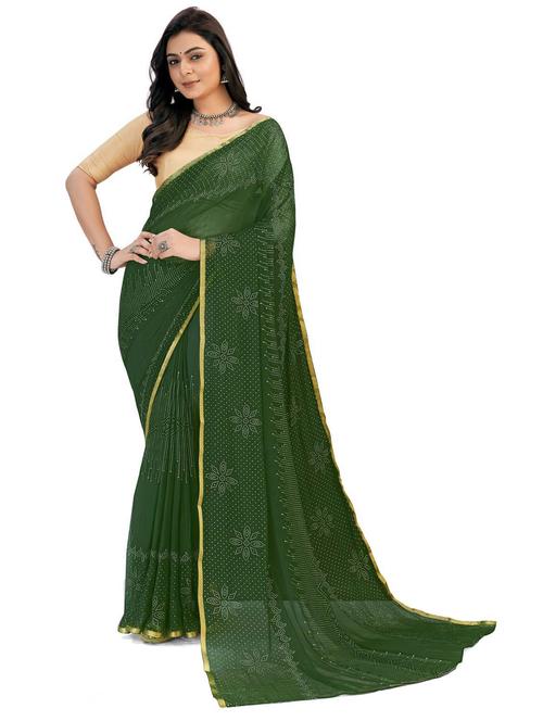 women's floral bottle green colored saree - 19855461 - Very Small Image - 1