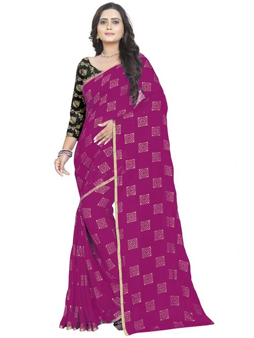 women's foil print pink colored saree - 19855830 - Very Small Image - 1