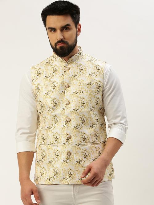 white cotton nehru jacket - 19855897 - Very Small Image - 1