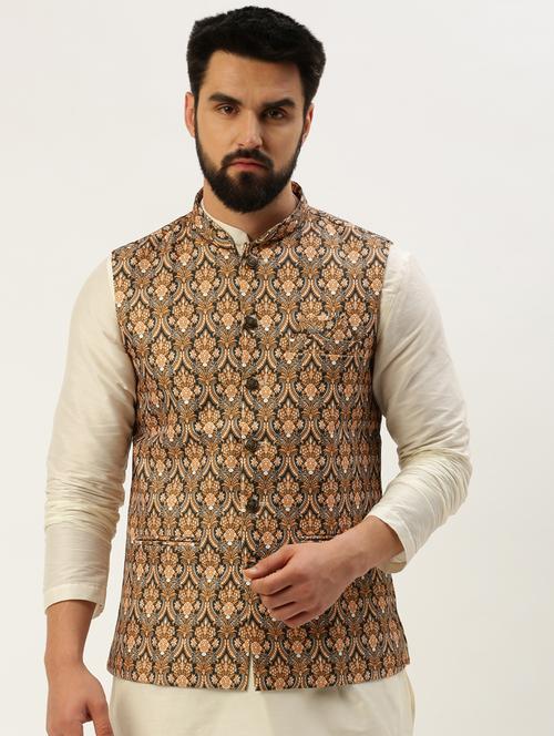 yellow cotton nehru jacket - 19855909 - Very Small Image - 1