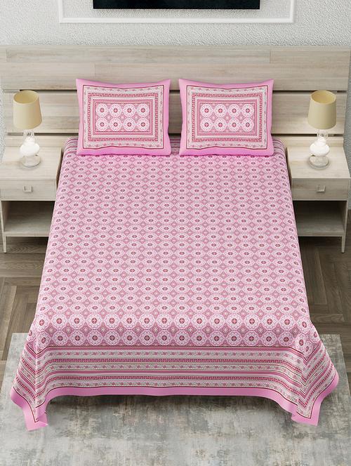 texstylers cotton 108 x 108 inches jaipuri king size bedsheet with 2 pillow covers - 19856685 - Very Small Image - 1