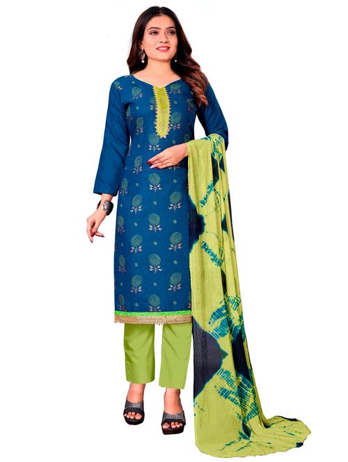 florals prints unstitched suit - 19856706 - Very Small Image - 1