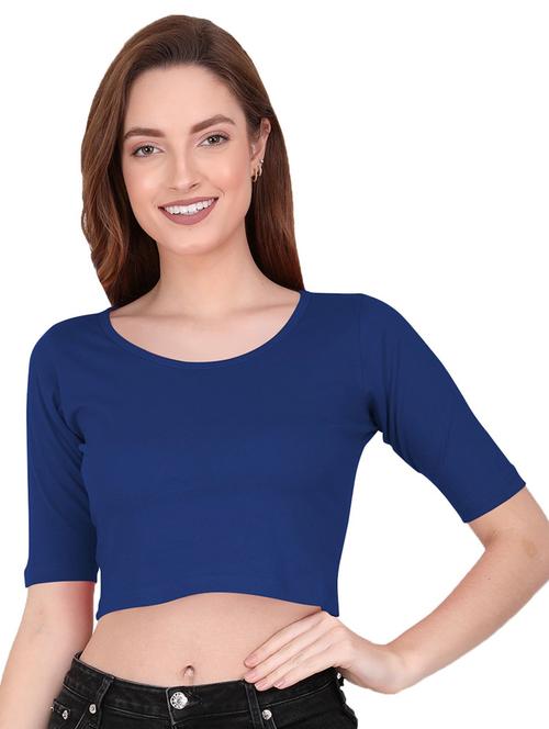 women's crop round neck top - 19857946 - Very Small Image - 1