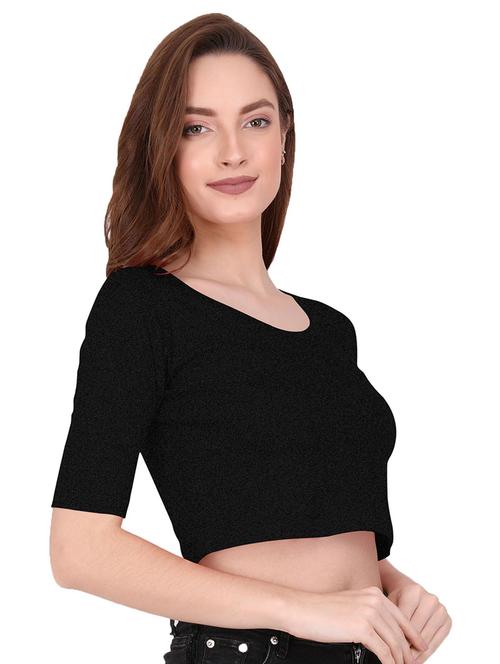 women's crop round neck top - 19857951 - Very Small Image - 1