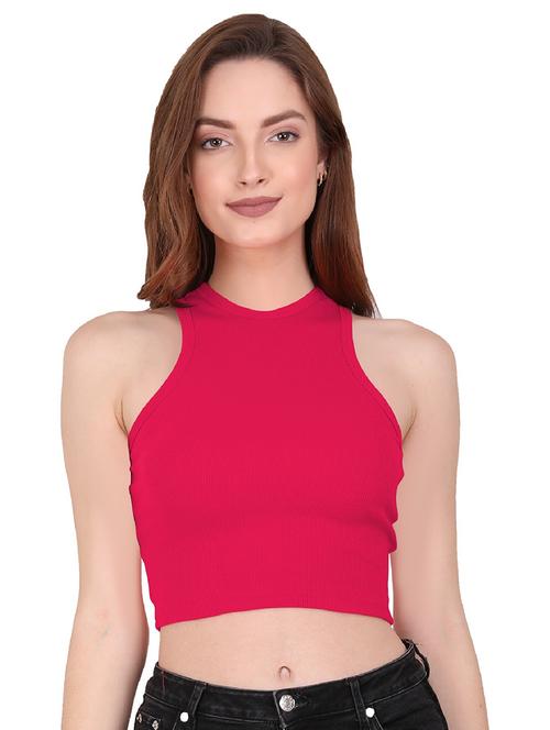 women's crop round neck top - 19858161 - Very Small Image - 1