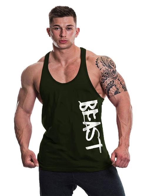 men dark green cotton blend vest - 19858939 - Very Small Image - 1
