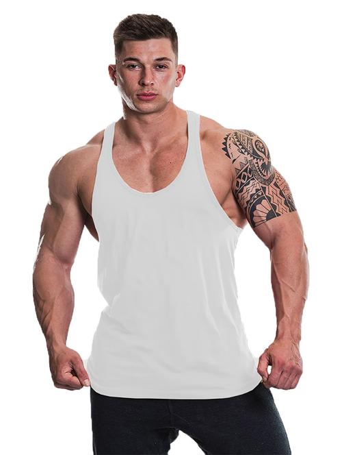 men scoop neck solid vest - 19858946 - Very Small Image - 1