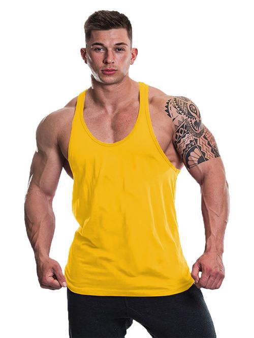 men scoop neck solid vest - 19858959 - Very Small Image - 1