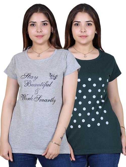 women's front print round neck t-shirt - 19859955 - Very Small Image - 1