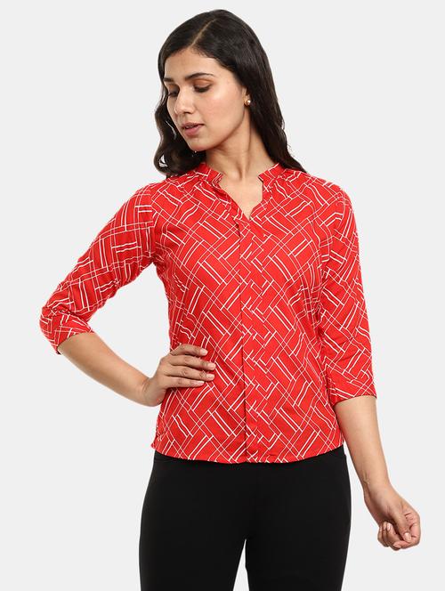 women's straight mandarin neck top - 19860747 - Very Small Image - 1