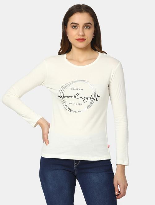 women's chest print round neck t-shirt - 19860753 - Very Small Image - 1
