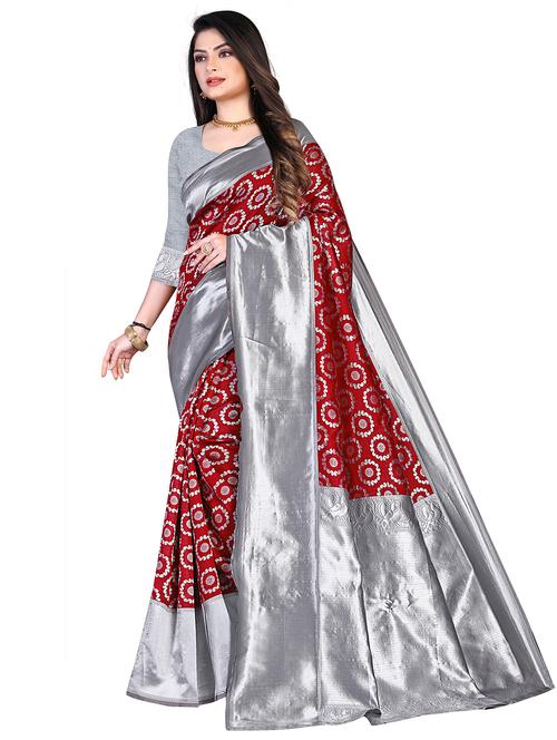 self design printed saree with blouse - 19860889 - Very Small Image - 1