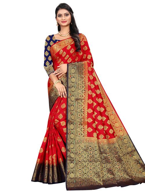 self design banarasi silk saree with blouse - 19860981 - Very Small Image - 1