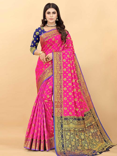 self design kanjivaram saree with blouse - 19861035 - Very Small Image - 1
