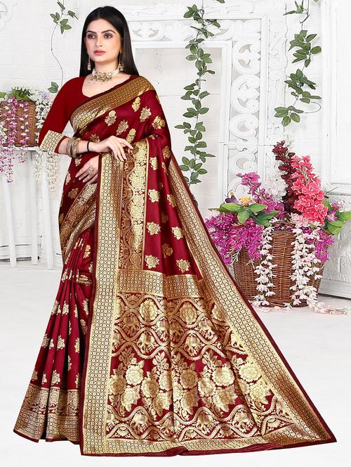 self design banarasi silk saree - 19861113 - Very Small Image - 1