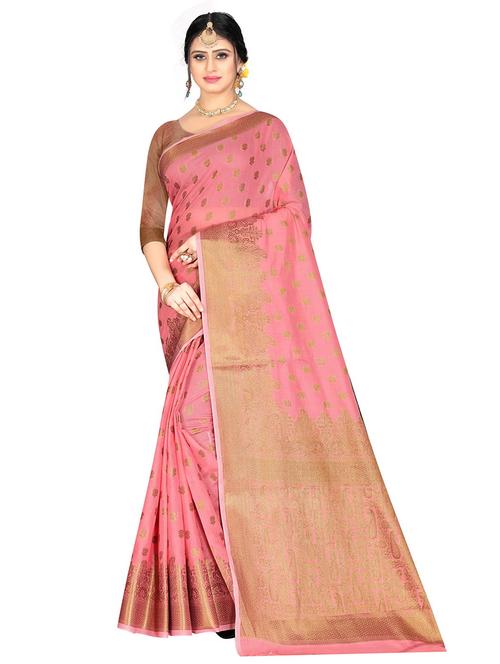 self design woven saree with blouse - 19861229 - Very Small Image - 1