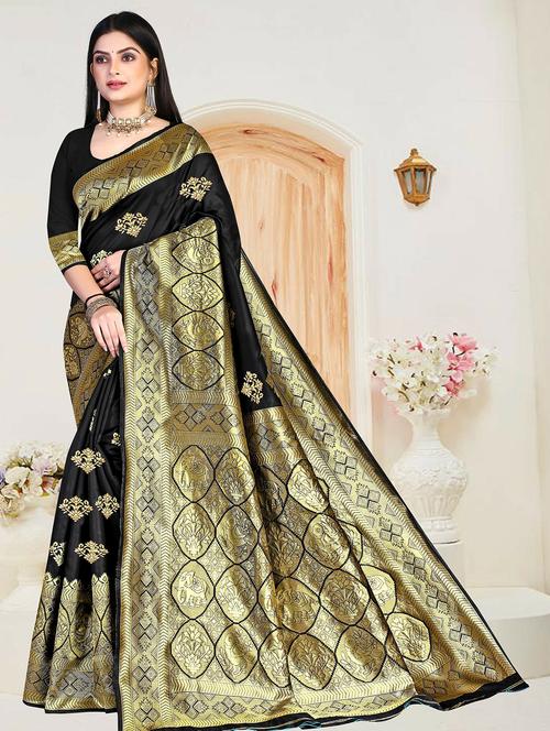 self design banarasi silk saree - 19861237 - Very Small Image - 1