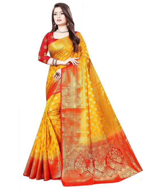 self design kanjivaram saree with blouse - 19861251 - Very Small Image - 1