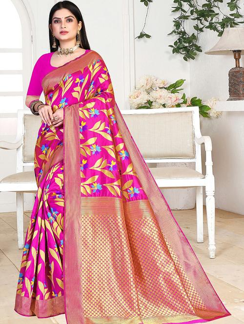 cotton silk printed saree with blouse - 19861252 - Very Small Image - 1