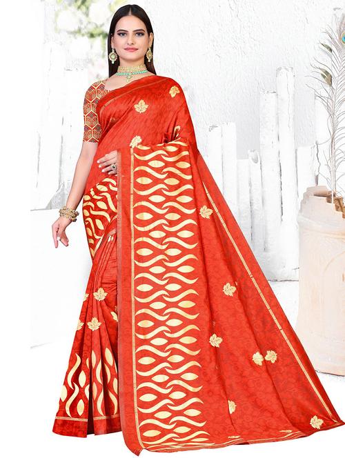 self design printed saree with blouse - 19861295 - Very Small Image - 1