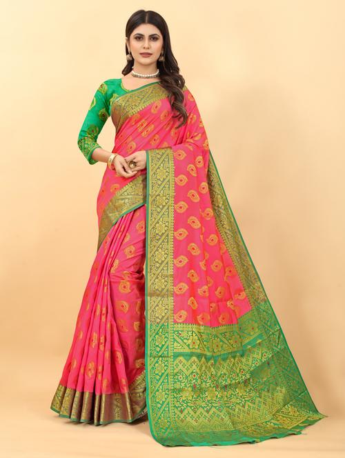 self design woven saree with blouse - 19861364 - Very Small Image - 1