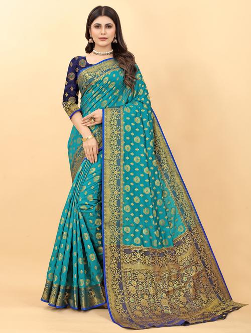 floral banarasi saree - 19861423 - Very Small Image - 1