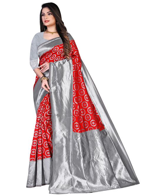 self design woven saree with blouse - 19861424 - Very Small Image - 1