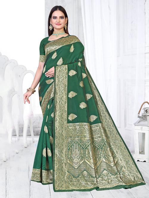 self design woven saree with blouse - 19861457 - Very Small Image - 1