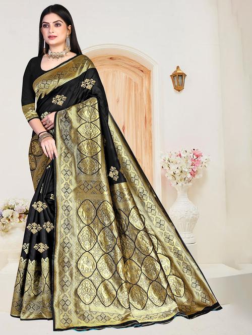 self design woven saree with blouse - 19861464 - Very Small Image - 1