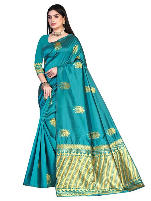 floral woven saree with blouse - 19861470 - Very Small Image - 1