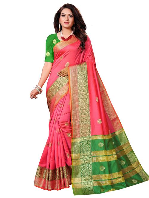 floral woven saree with blouse - 19861500 - Very Small Image - 1