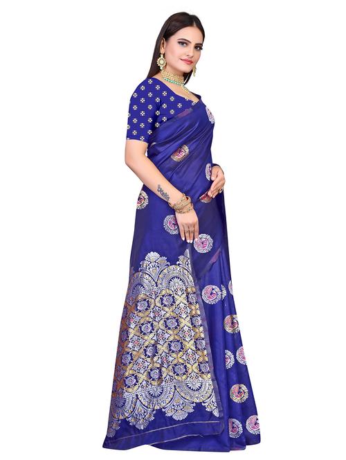 ethnic motif woven saree with blouse - 19861544 - Very Small Image - 1