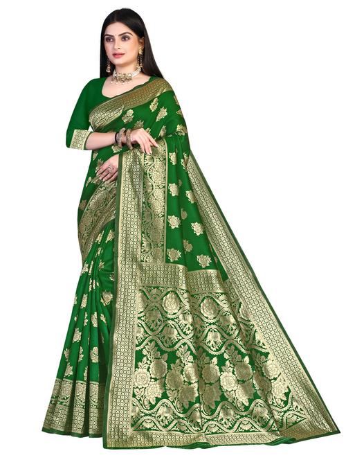 floral woven saree with blouse - 19861585 - Very Small Image - 1