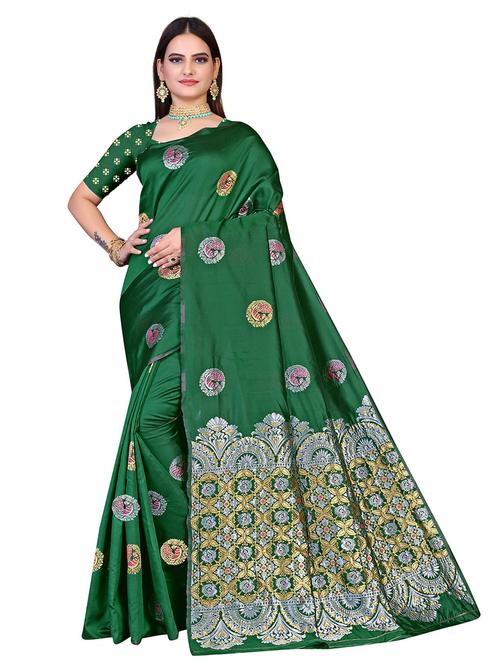 ethnic motif woven saree with blouse - 19861590 - Very Small Image - 1