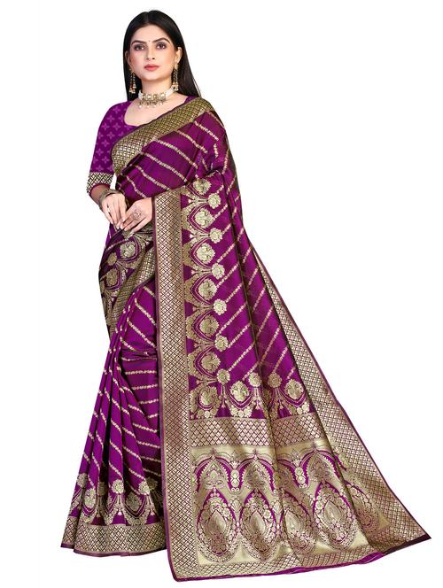 floral woven saree with blouse - 19861604 - Very Small Image - 1