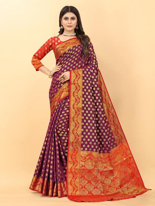 floral woven saree - 19861622 - Very Small Image - 1