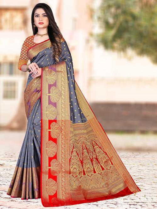 ethnic motif venkatagiri saree with blouse - 19861625 - Very Small Image - 1