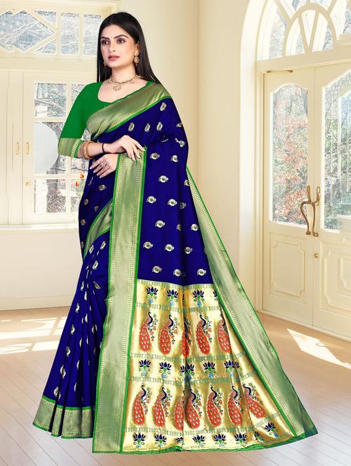 ethnic motif venkatagiri saree with blouse - 19861628 - Very Small Image - 1