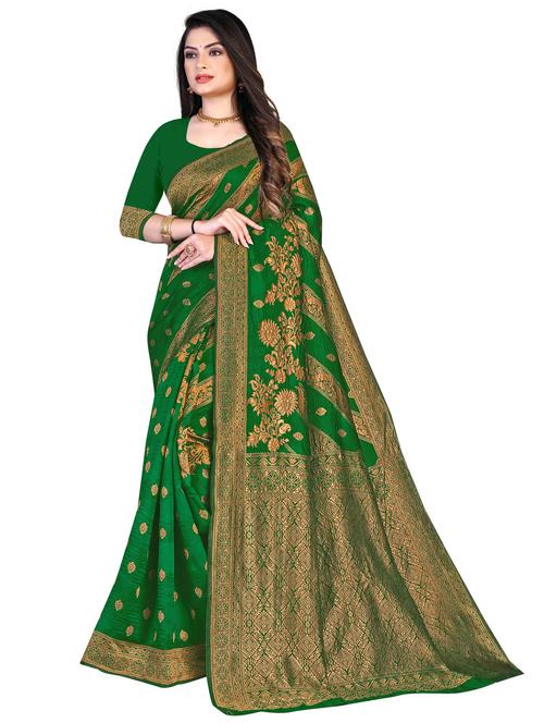 floral banarasi saree with blouse - 19861633 - Very Small Image - 1