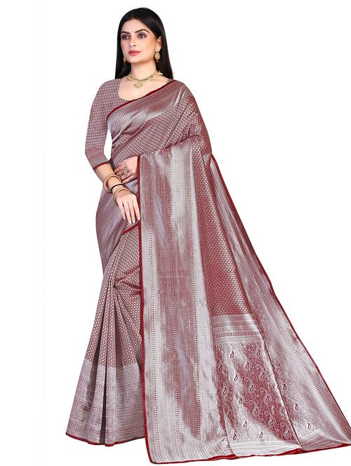 self design kanjivaram saree with blouse - 19861645 - Very Small Image - 1