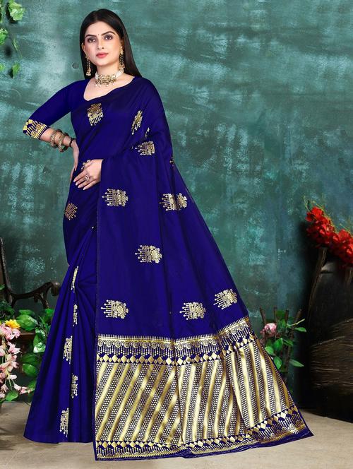 floral woven saree with blouse - 19861684 - Very Small Image - 1