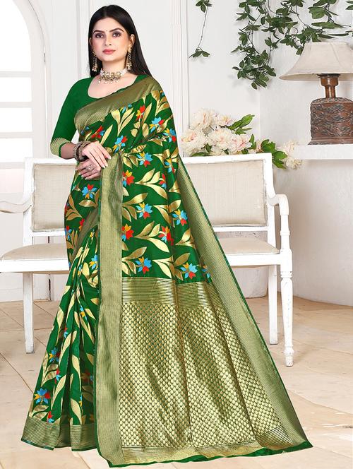 floral woven saree - 19861728 - Very Small Image - 1