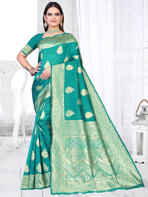 self design woven saree with blouse - 19861736 - Very Small Image - 1