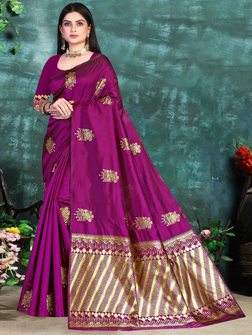 floral woven saree - 19861740 - Very Small Image - 1