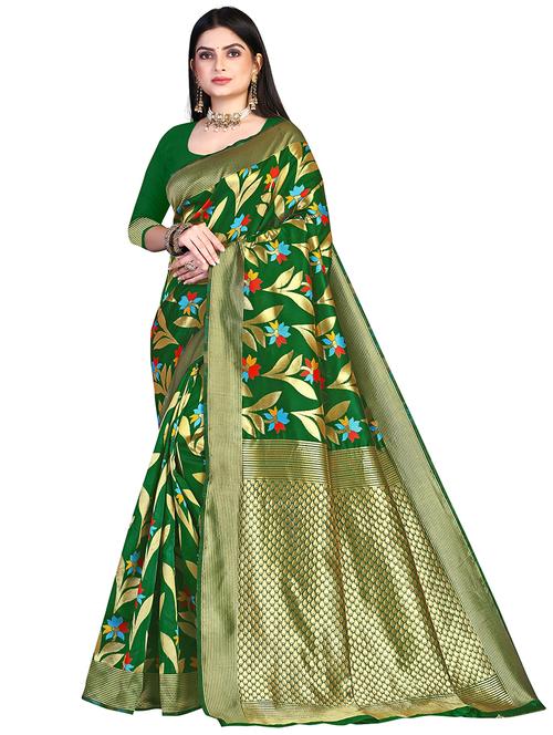 floral woven saree with blouse - 19861798 - Very Small Image - 1
