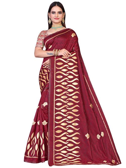 floral woven saree with blouse - 19861812 - Very Small Image - 1